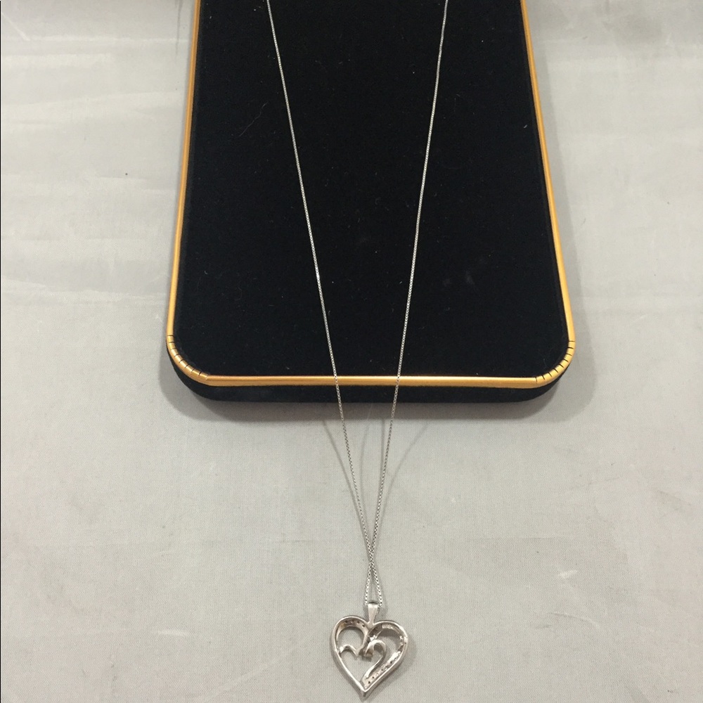 Vintage Macy’s 18 Diamond, Double Heart Pendant Necklace
